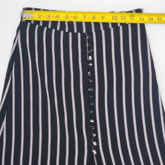 Sadie & Sage Midi Skirt Size Small Black White Pinstripes Menswear Summer Boho - Picture 7 of 10